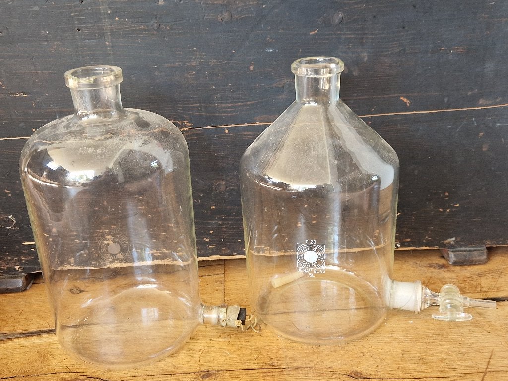 Twee vintage laboratoriumflessen.Schott & Gen. Mainz, Ophalen of Verzenden