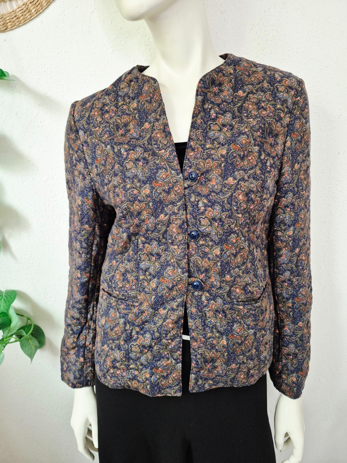Vintage quilted handgemaakt paisley jasje M, Kleding | Dames, Maat 38/40 (M), Verzenden, Zo goed als nieuw, Vintage
