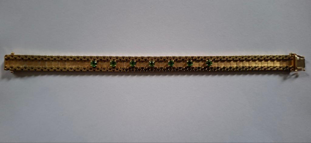 Gouden sieradenset 14 kt met groene stenen en taxatierapport, Ophalen of Verzenden, Zo goed als nieuw, Goud, Goud