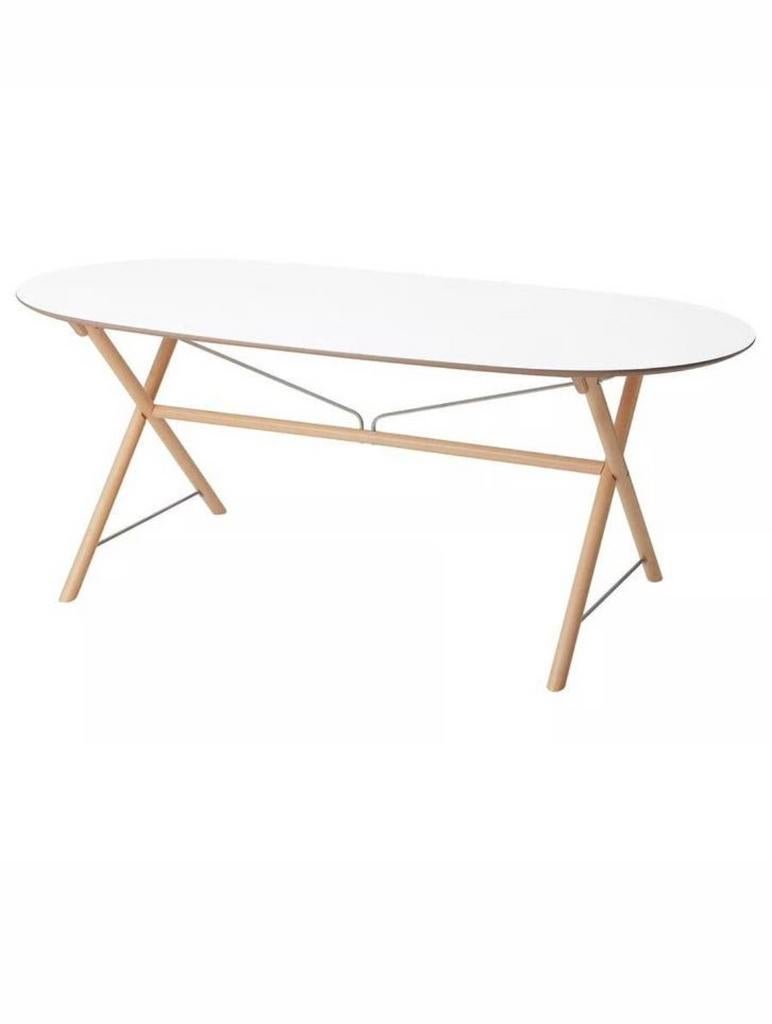 Ovale eettafel wit, Ophalen, 100 tot 150 cm, Modern, Scandinavisch, Zo goed als nieuw