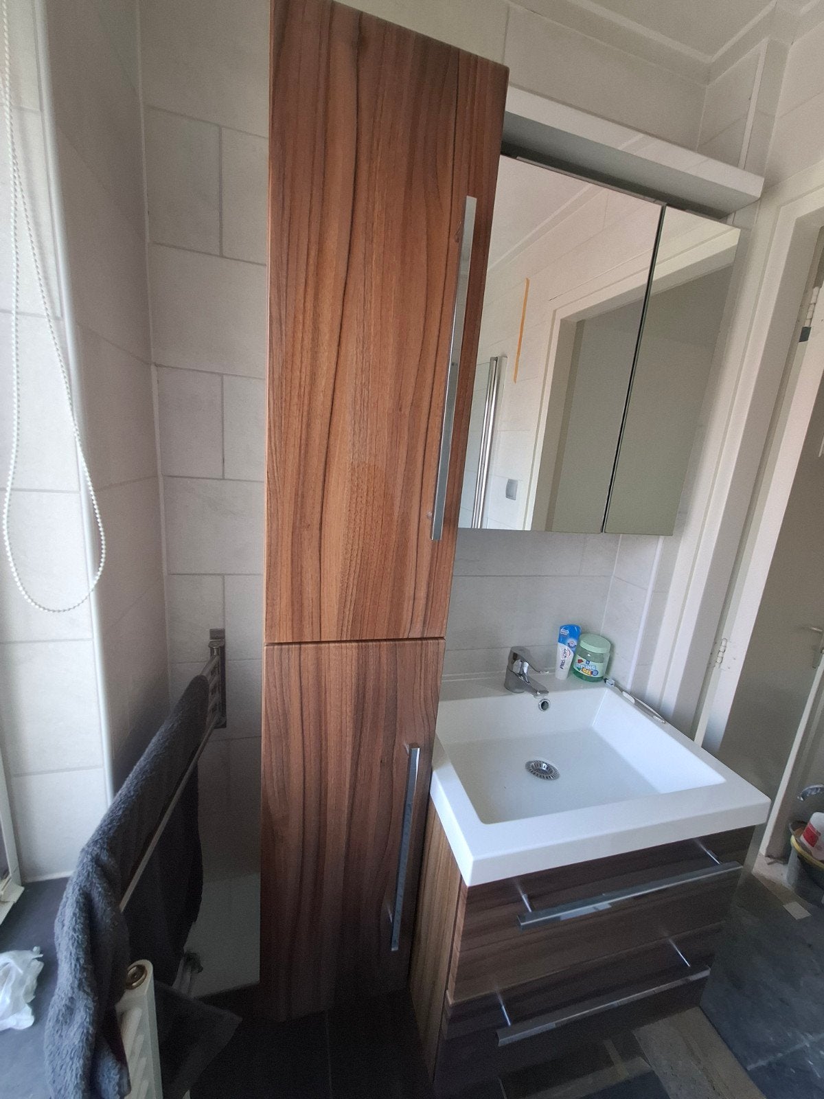 Badkamermeubelset houtbruin, Huis en Inrichting, Badkamer | Badkamermeubels, Ophalen, Gebruikt, Overige typen, 50 tot 100 cm