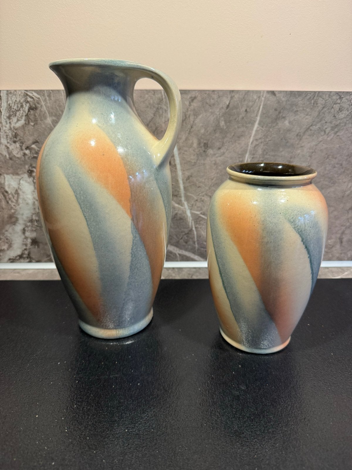 Vintage West Germany Keramiek Vaas en Kan Set, Ophalen of Verzenden