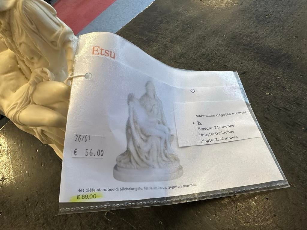 Piëta Beeld Michelangelo - Maria en Jezus in gegoten marmer, Ophalen of Verzenden