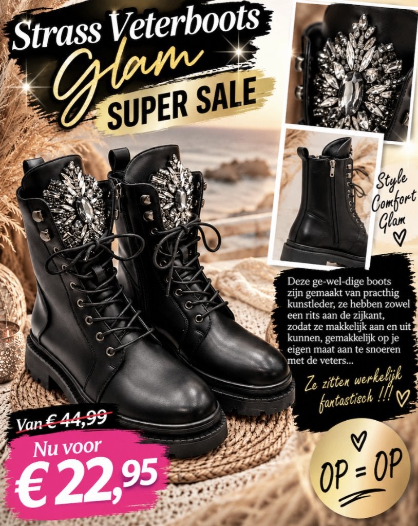 Stoere Chunky Bikers boots met Strass Applicatie mt 37, Zwart, Lage of Enkellaarzen, Nieuw, Ophalen of Verzenden