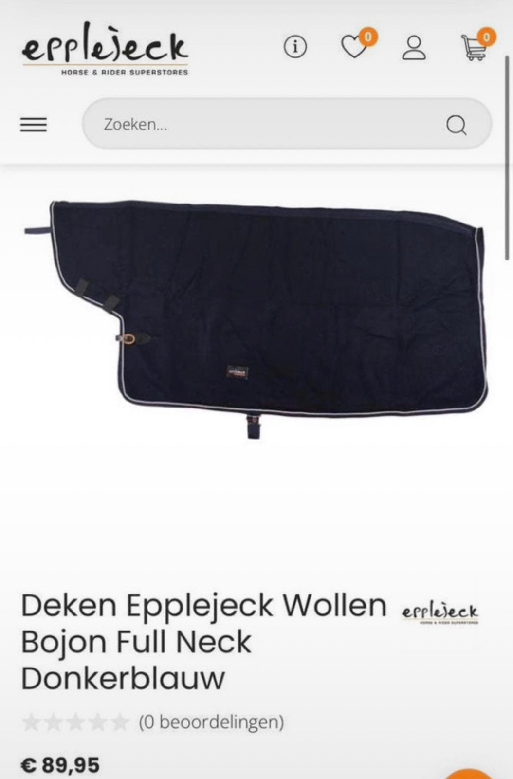 Wollen zweetdeken, Dieren en Toebehoren, Ophalen of Verzenden, Zo goed als nieuw, Epplejeck, Blauw