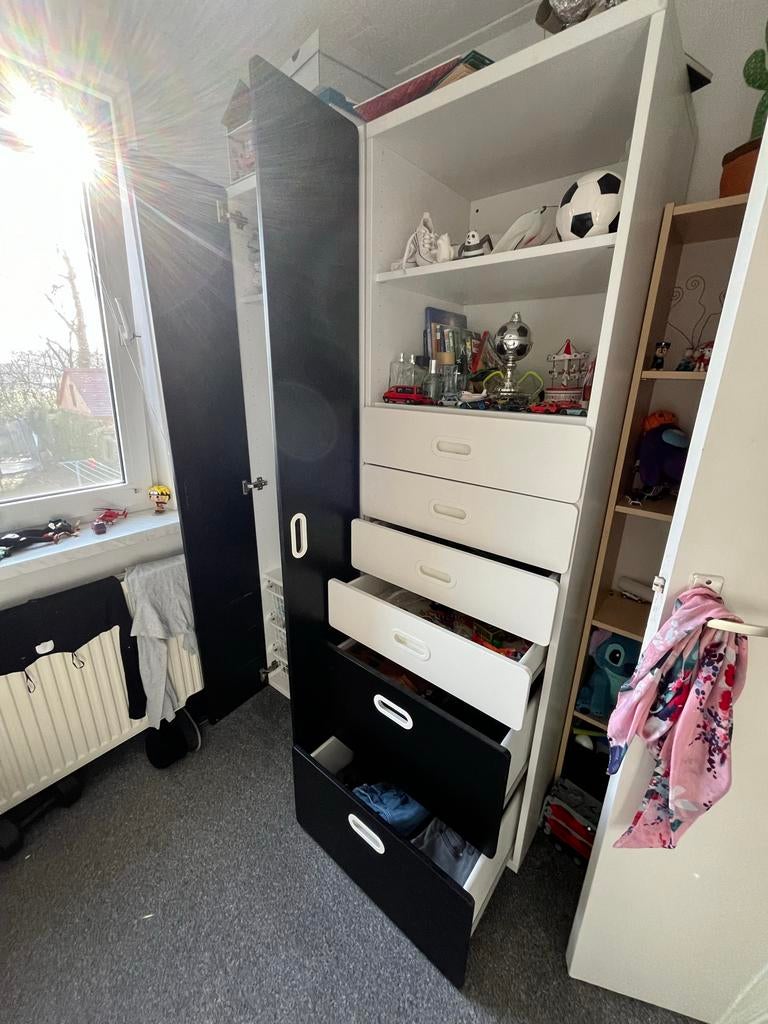 Kledingkast met lades en hangruimte - Zwart/Wit, Huis en Inrichting, Ophalen, Gebruikt, 100 tot 150 cm, 200 cm of meer