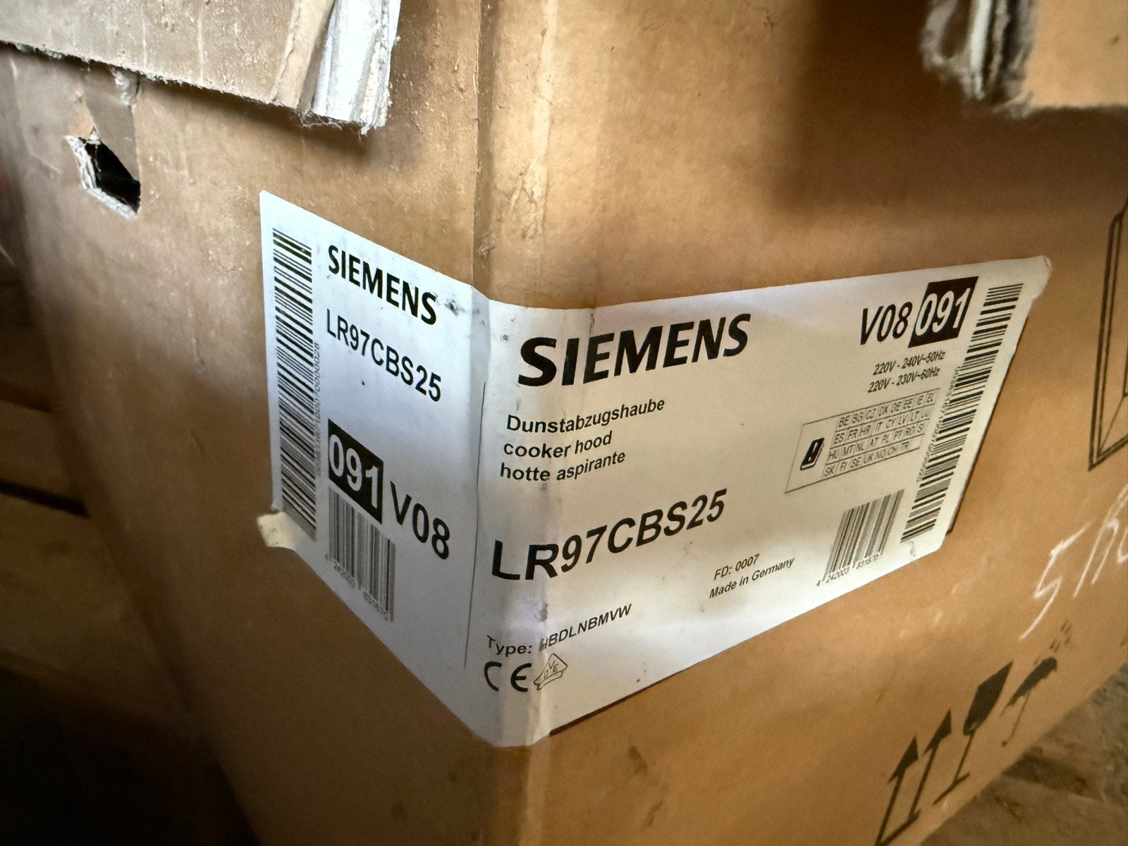 Siemens LR97CBS25 Plafondunit Afzuigkap - Nieuw in doos, Ophalen, Overige typen, Nieuw, Inbouw