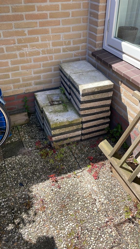 Gebruikte terrastegels rubberen toplaag 29x29cm, Tuin en Terras, Tegels en Klinkers, Ophalen, Gebruikt, Rubber, Minder dan 5 m²