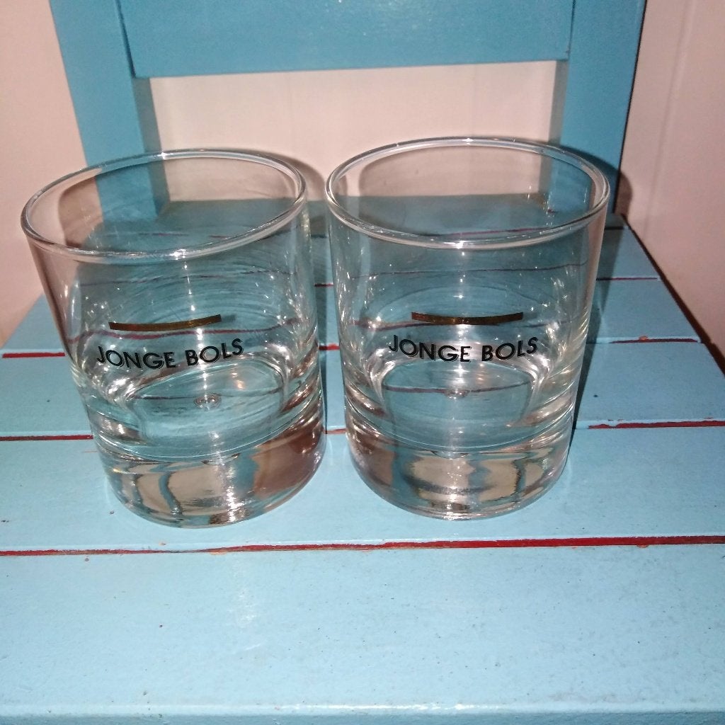 Jonge Bols glazen met druppel 2 stuks, Verzamelen, Ophalen, Zo goed als nieuw, Overige typen