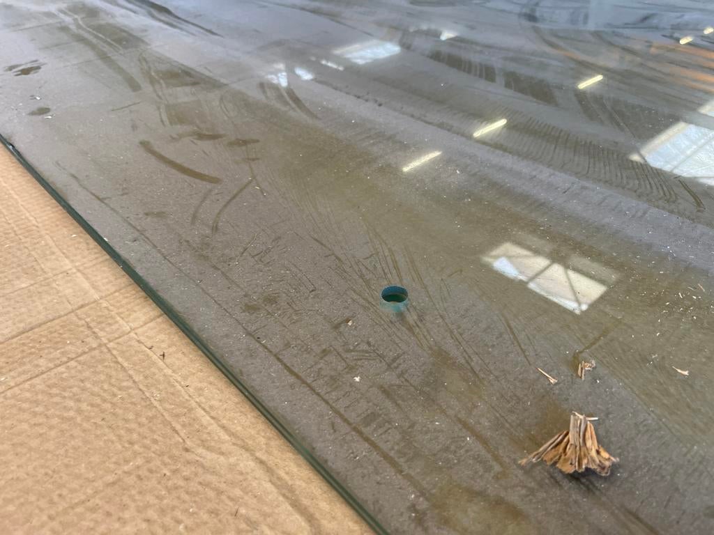 Grote glasplaat 210x110cm met gat, Ophalen, Gebruikt, 80 tot 120 cm, 160 cm of meer