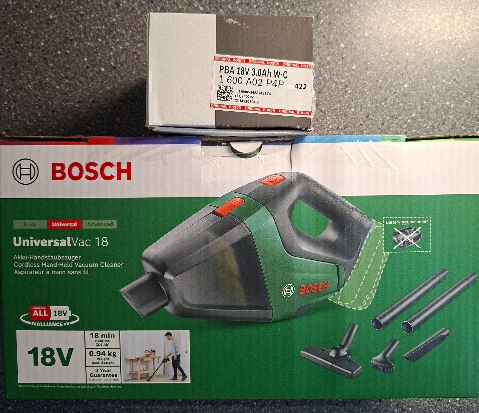 Bosch UniversalVac 18v, inclusief 3.0Ah accu., Ophalen of Verzenden, Nieuw