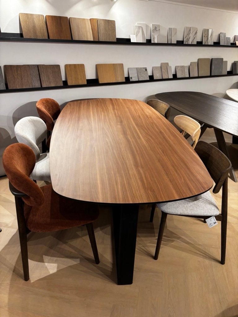 Melamine Noten eettafel 220x110cm | Kas20 Outlet Amsterdam, Huis en Inrichting, Tafels | Eettafels, Ophalen, 100 tot 150 cm, 200 cm of meer