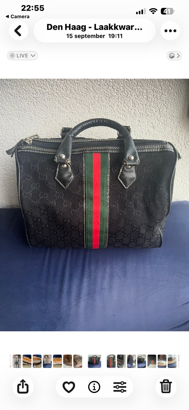 Vintage gucci tas, Sieraden, Tassen en Uiterlijk, Ophalen of Verzenden, Zo goed als nieuw, 30 cm of meer, Minder dan 35 cm