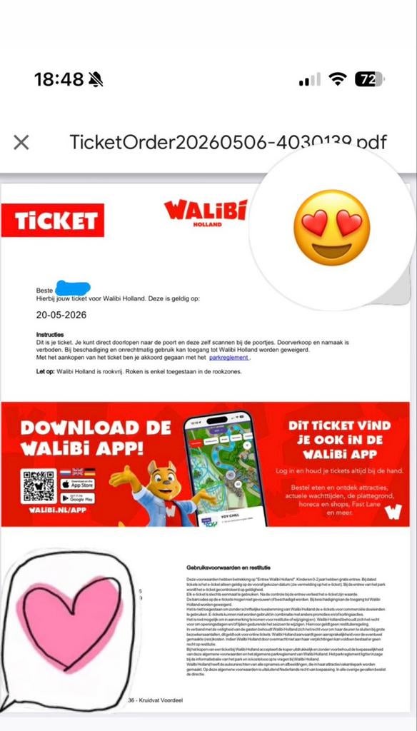 2 Tickets Walibi Holland 20 mei 2026, Tickets en Kaartjes, Twee personen, Ticket of Toegangskaart
