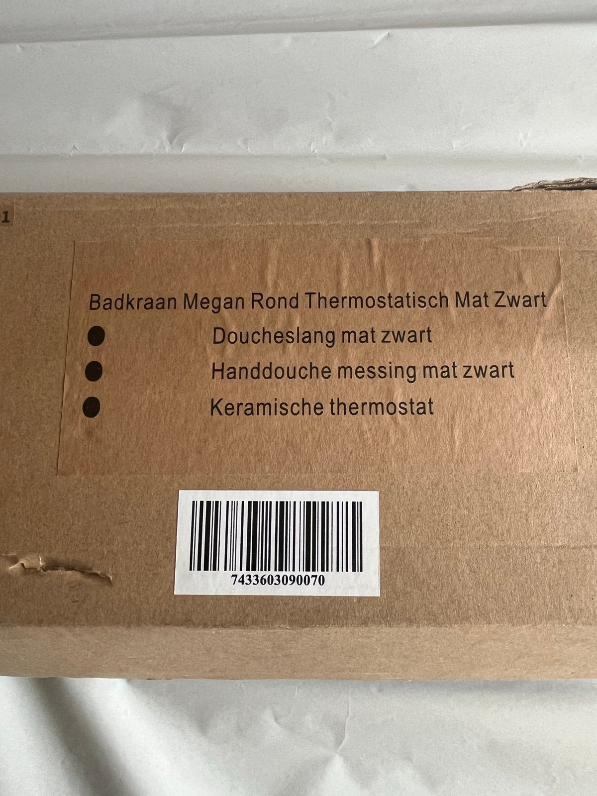 Badkraan Megan Rond Thermostatisch Mat Zwart, Ophalen, Nieuw, Chroom, Kraan