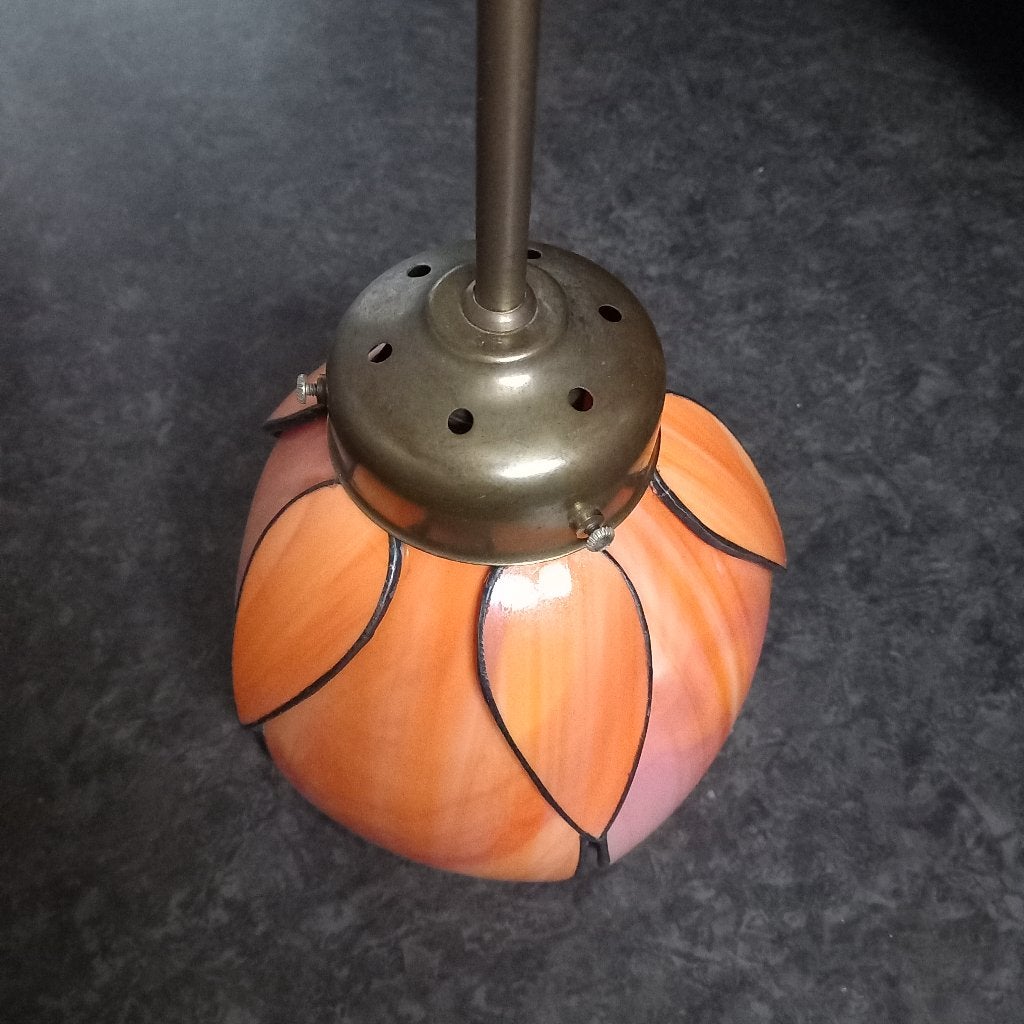 Plafondlamp in Tiffany stijl in de vorm van rode klaproos, Inclusief lichtbron, Glas, Hanglamp, Overige merken