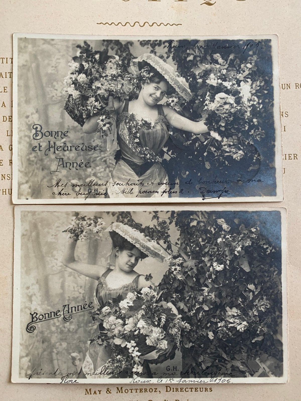 1905 Bonne Année - dame met hoed (FF), Ophalen of Verzenden, Voor 1920, Gelopen, Feest(dag)