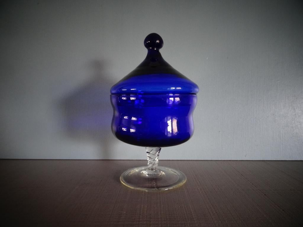 Glazen schaaltje blauw, Ophalen of Verzenden