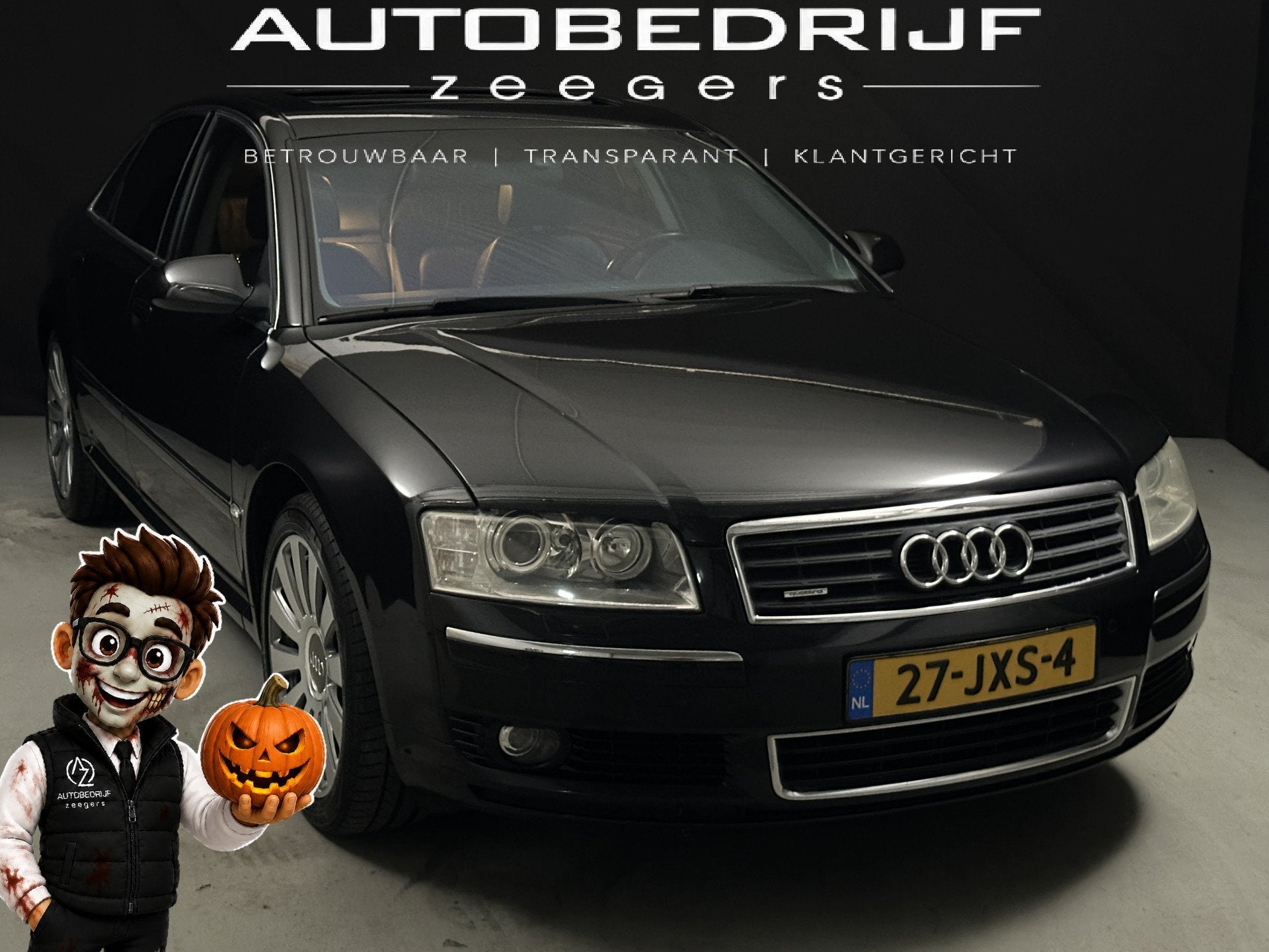 Audi A8 3.7 V8 *Quattro*SUPER STAAT*Leer* Youngtimer*, Auto's, Stof, 8 cilinders, Zwart, Bedrijf