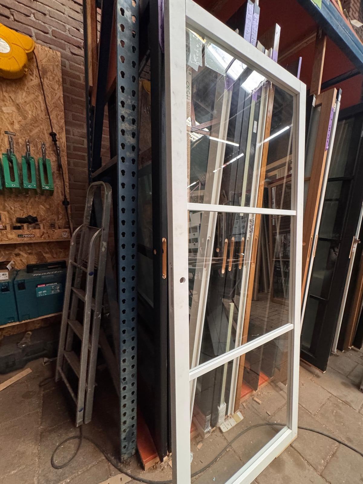 83x198cm binnendeur stomp links staallook wit SL10, Ophalen, Binnendeur, Nieuw, Glas