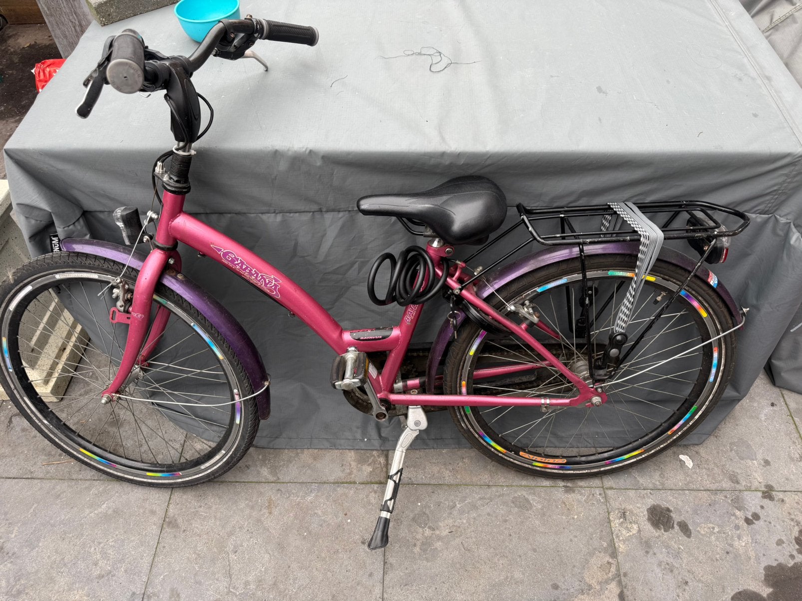 Roze meisjesfiets 24 inch met handremmen en terugtraprem, Fietsen en Brommers, Ophalen, Terugtraprem, Handrem, Gebruikt