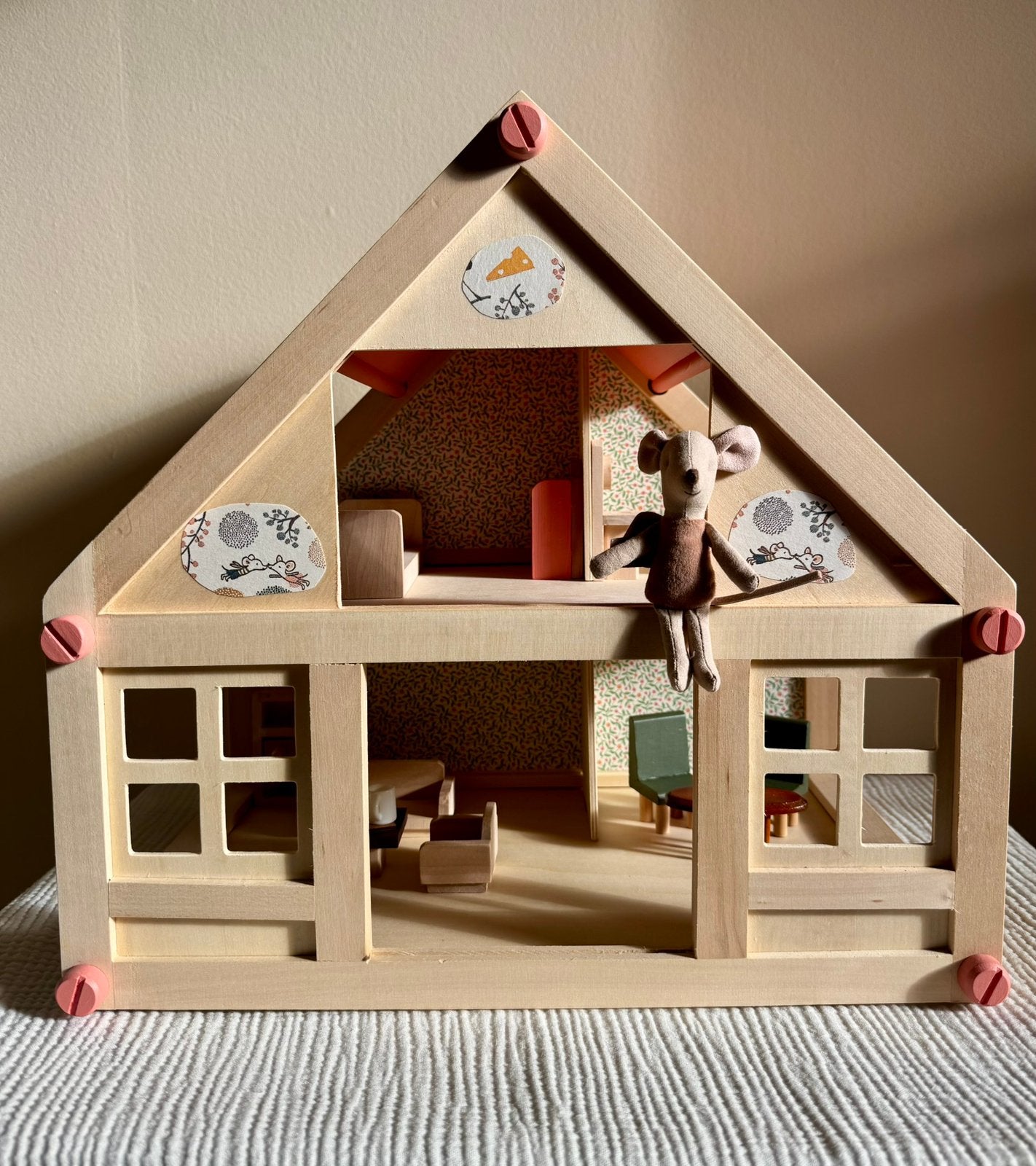 Houten poppenhuis als Maileg muizenhuis incl. Maileg muis, Ophalen of Verzenden, Nieuw, Poppenhuis