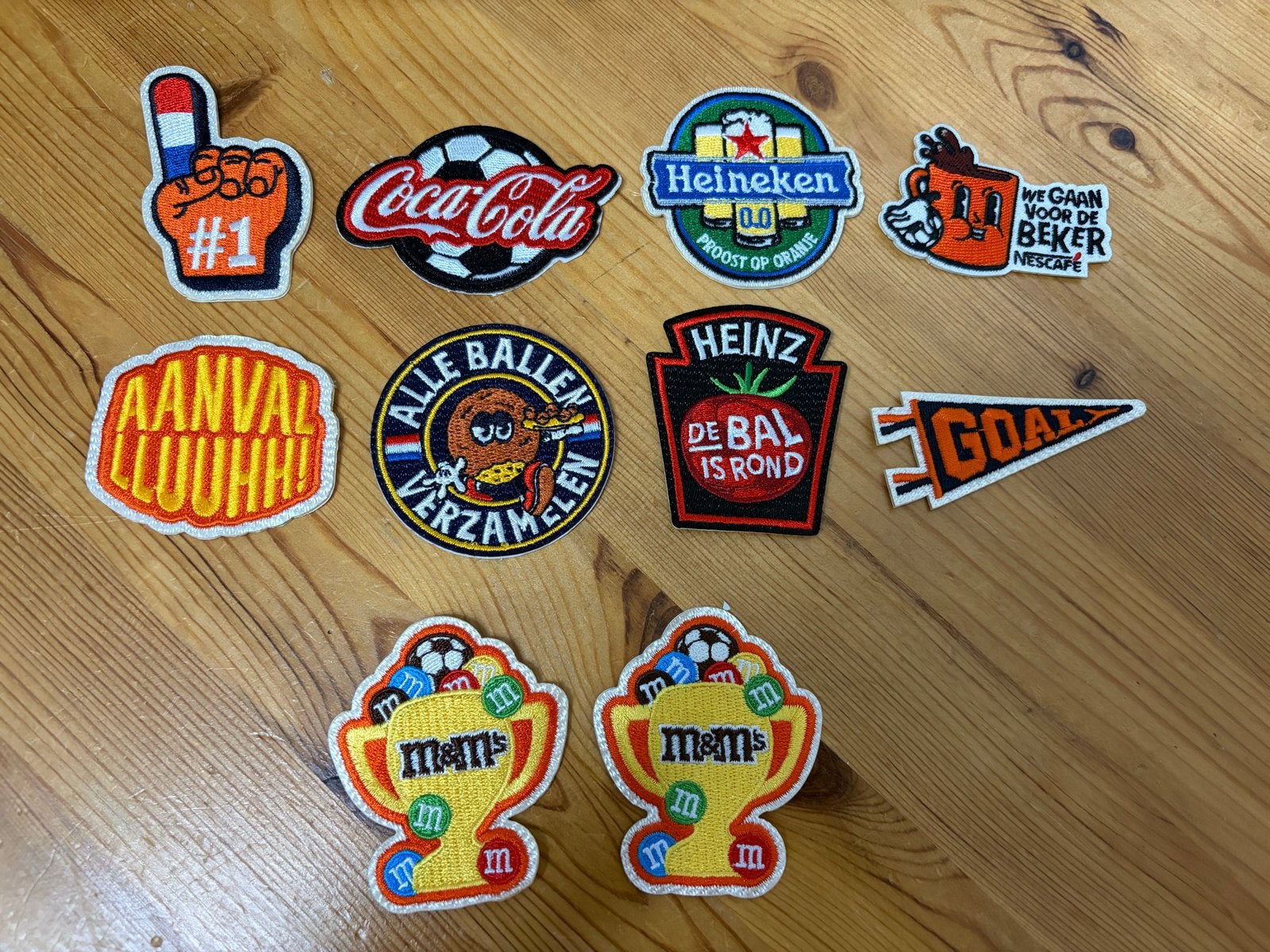 Voetbal/Oranje/M&M's/Heinz/Coca-Cola patches, Ophalen of Verzenden, Zo goed als nieuw