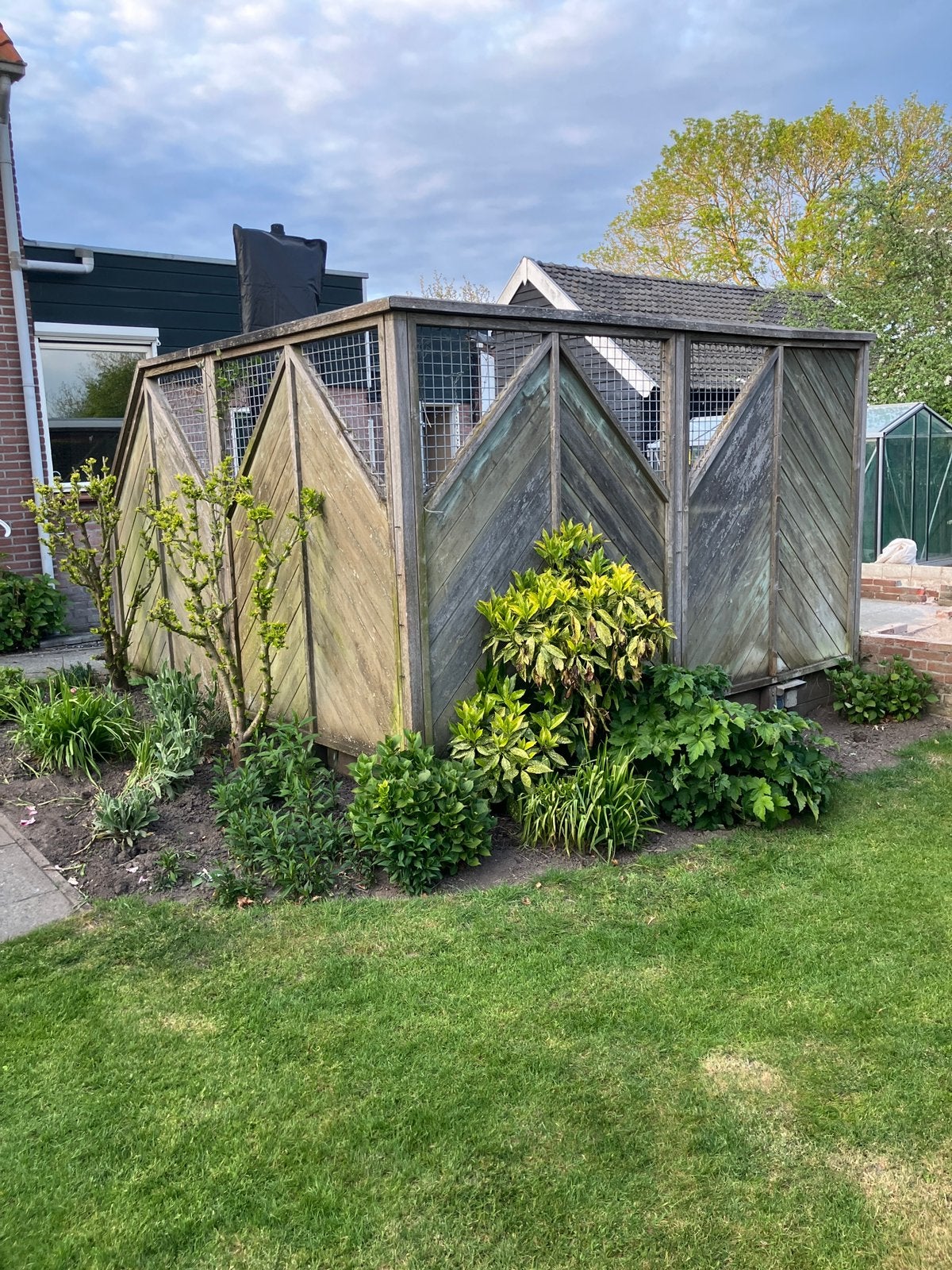 Schutting panelen 4 stuks, Ophalen, Zo goed als nieuw, Hout