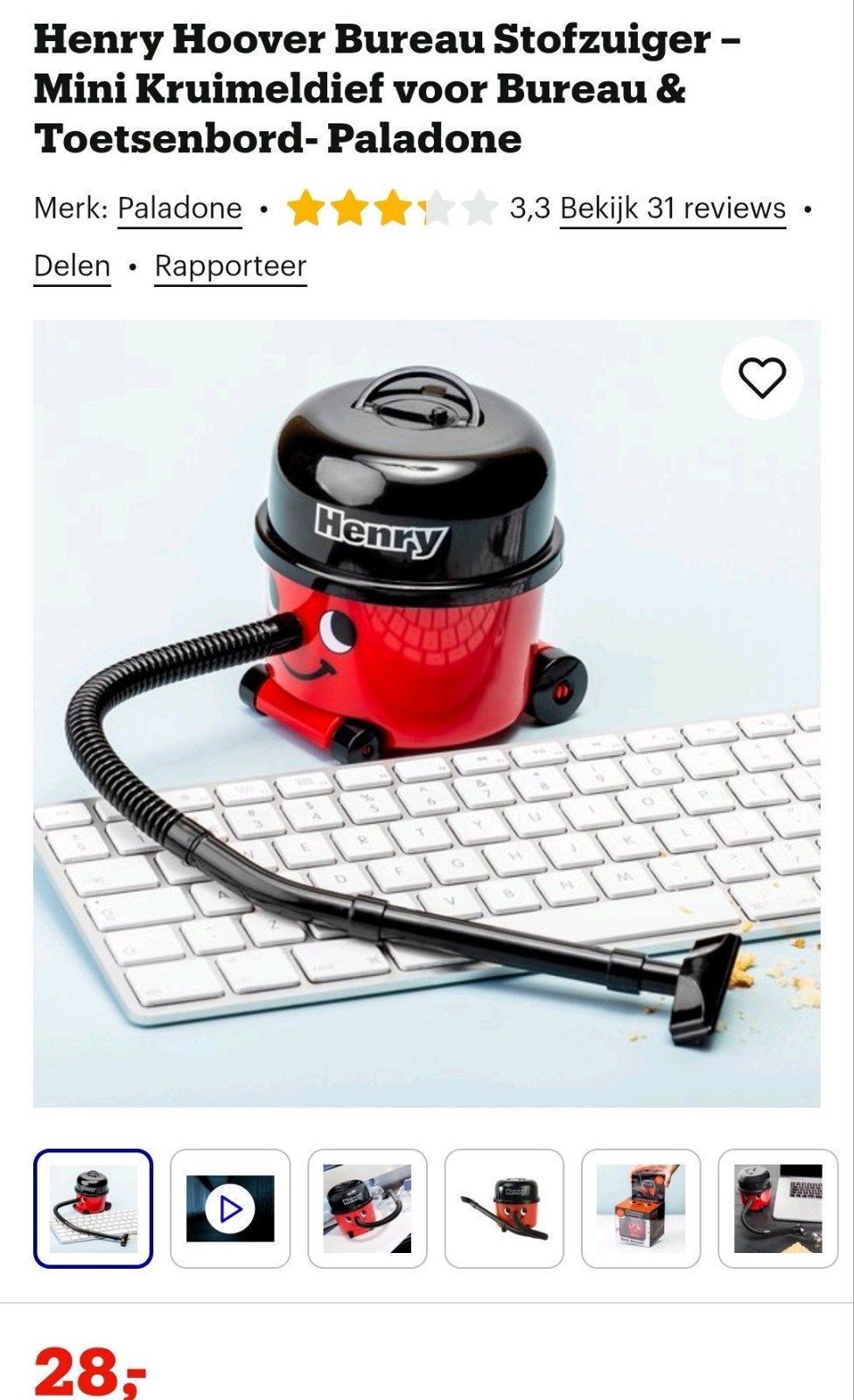 Henry Hoover bureau stofzuiger, mini kruimeldief, Ophalen of Verzenden, Nieuw