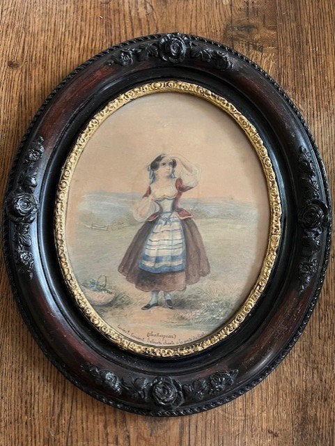 Mooie lijst met afbeelding van meisje shakespaer, Antiek en Kunst, Kunst | Schilderijen | Klassiek, Ophalen of Verzenden
