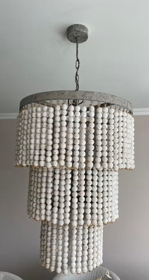 PTMD hanglamp kroon/kralen | metaal & hout | 60 cm | dimbaar, Huis en Inrichting, Lampen | Hanglampen, Ophalen, Zo goed als nieuw