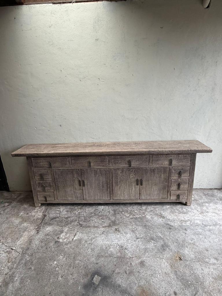 Vergrijsd houten kast dressoir sidetable spiegel kruik pot, Ophalen of Verzenden, Zo goed als nieuw, 25 tot 50 cm