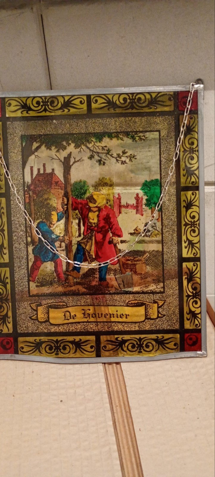Glas in lood raamhanger 'De Hovenier' met doosje, Ophalen