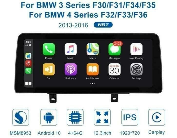 BMW 3serie F30 4serie F32 12,3inch android 10 apple carplay, Auto diversen, Autoradio's, Ophalen of Verzenden, Nieuw