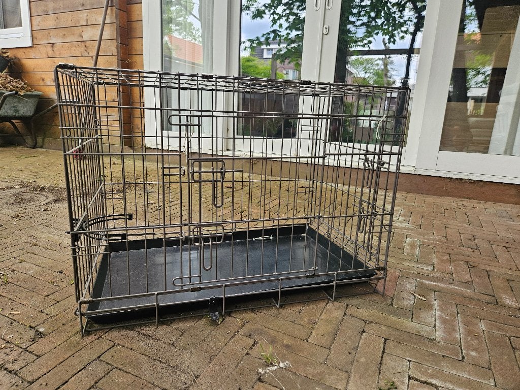Hondenbench taupe kleur maat M, Ophalen, Gebruikt