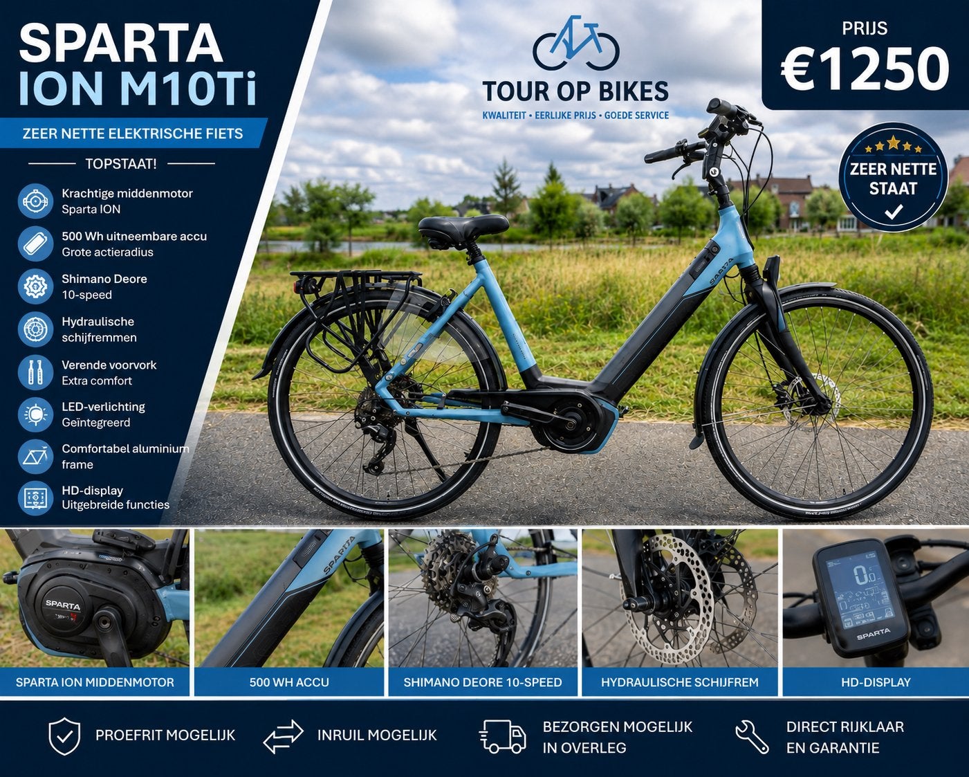 Sparta ion M10Ti shimano deore 10 speed zeer nette fiets, Fietsen en Brommers, Elektrische fietsen, Ophalen, Zo goed als nieuw