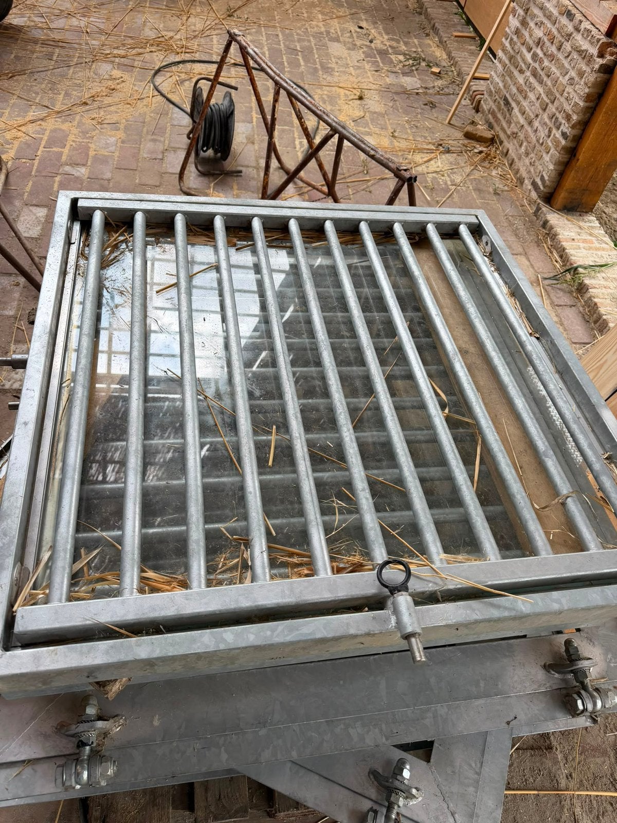 3 stalramen gegalvaniseerd, Doe-het-zelf en Verbouw, Glas en Ramen, Ophalen, Gebruikt, 80 tot 120 cm, Veiligheidsglas