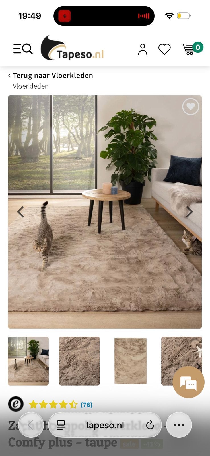 Nieuw hoogpolig vloerkleed/tapijt Tapeso  Taupe 160x230 cm, Huis en Inrichting, Stoffering | Vloerbedekking, Ophalen, Zo goed als nieuw