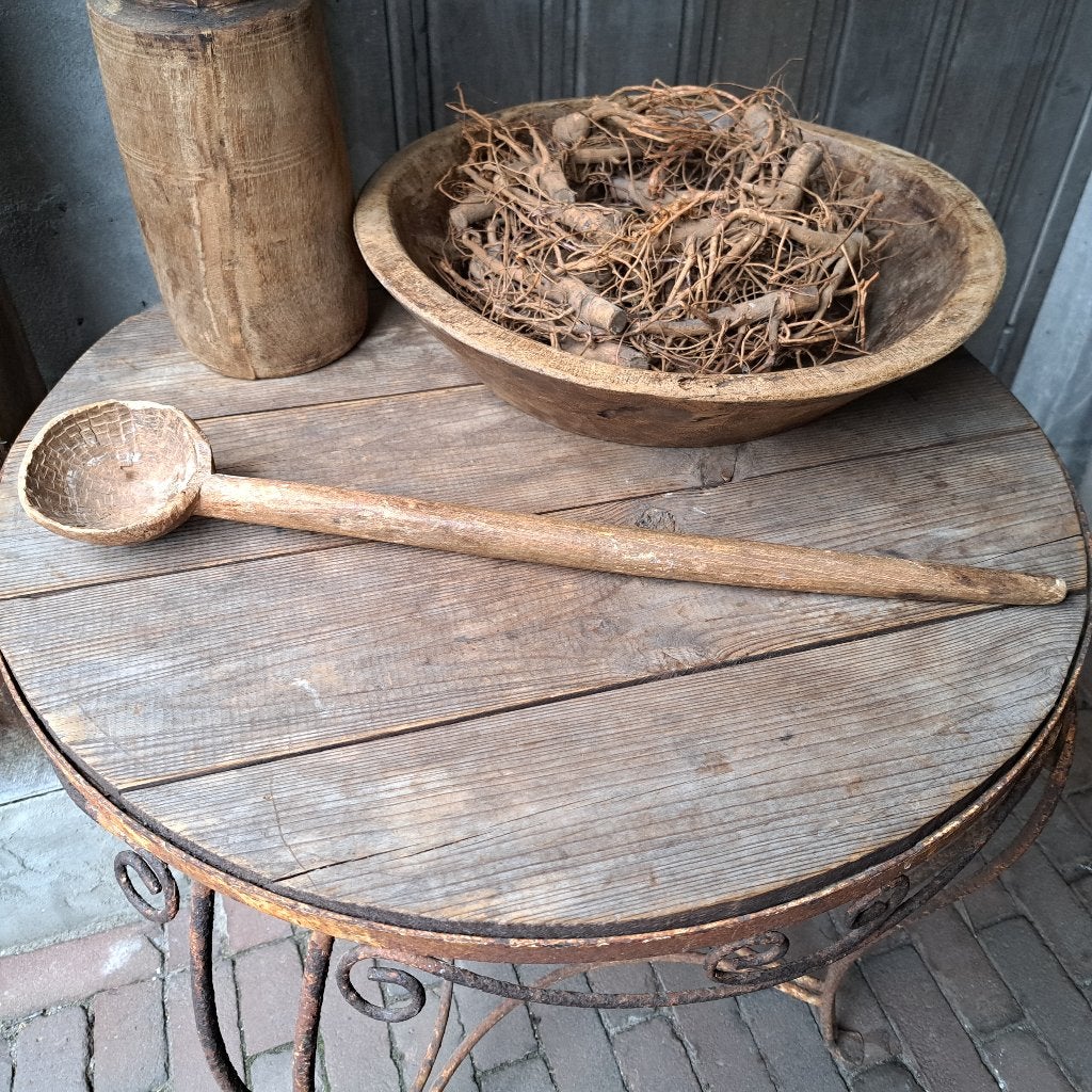 Landelijke houten pot kruik schaal lepel krans sober *Etage3, Huis en Inrichting, Woonaccessoires | Overige, ., Ophalen of Verzenden