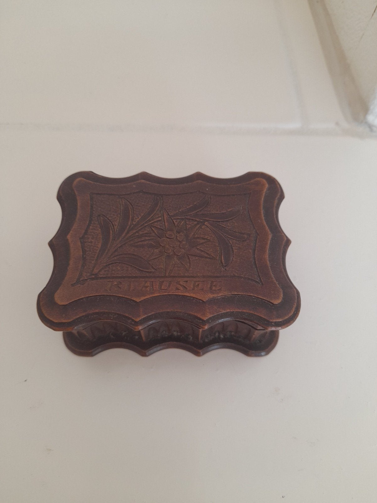 Antiek houten sieradendoosje met bloemenreliëf, Antiek en Kunst, Ophalen