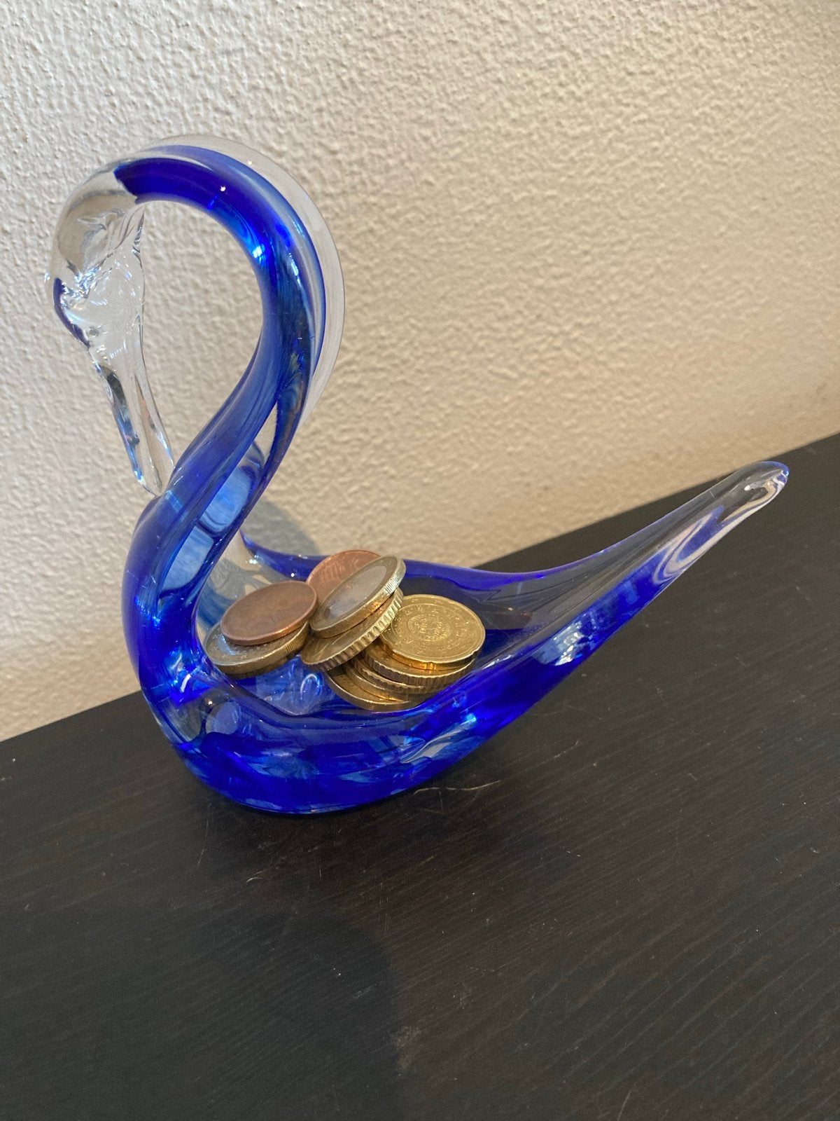 Vintage Murano Stijl Kobaltblauwe Kristallen Zwaan, Ophalen of Verzenden