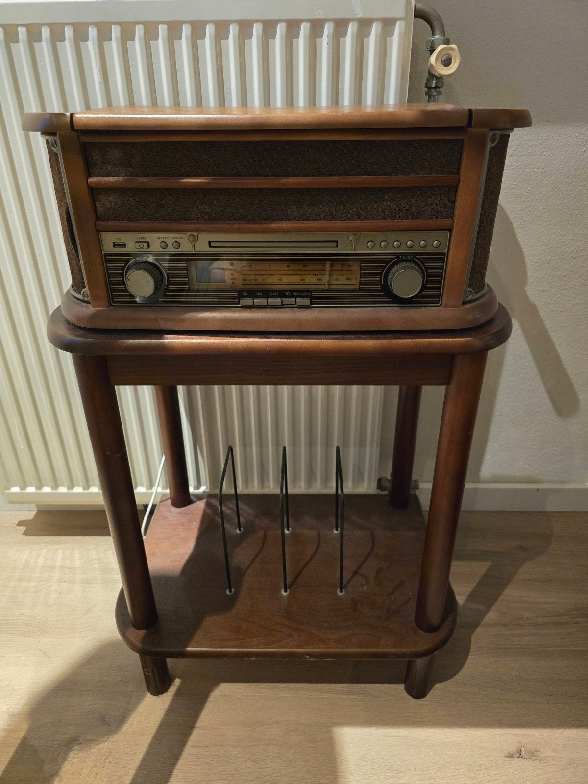 Vintage Platenspeler met Radio en CD-speler op Meubel, Audio, Tv en Foto, Platenspelers, Ophalen, Gebruikt, Platenspeler, Overige merken