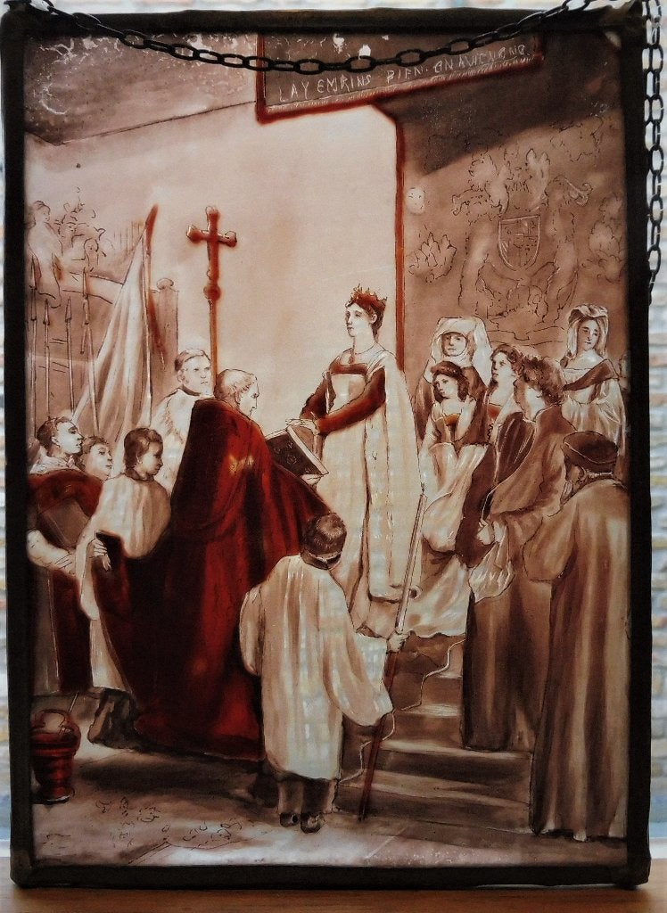 Gebrandschilderd glas in lood raam Maria van Bourgondië, Ophalen of Verzenden