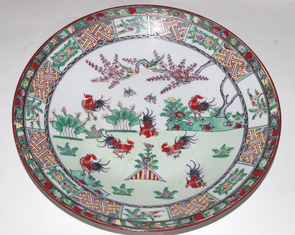 wandbord (Chinees, 7 hanen), Antiek en Kunst, Ophalen