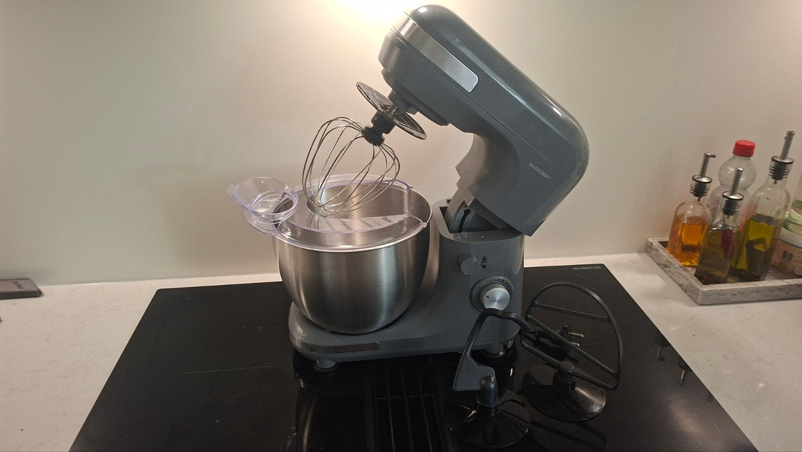 Silvercrest Mixer met RVS kom en diverse accessoires, Ophalen, 4 liter of meer, 3 snelheden of meer, Zo goed als nieuw