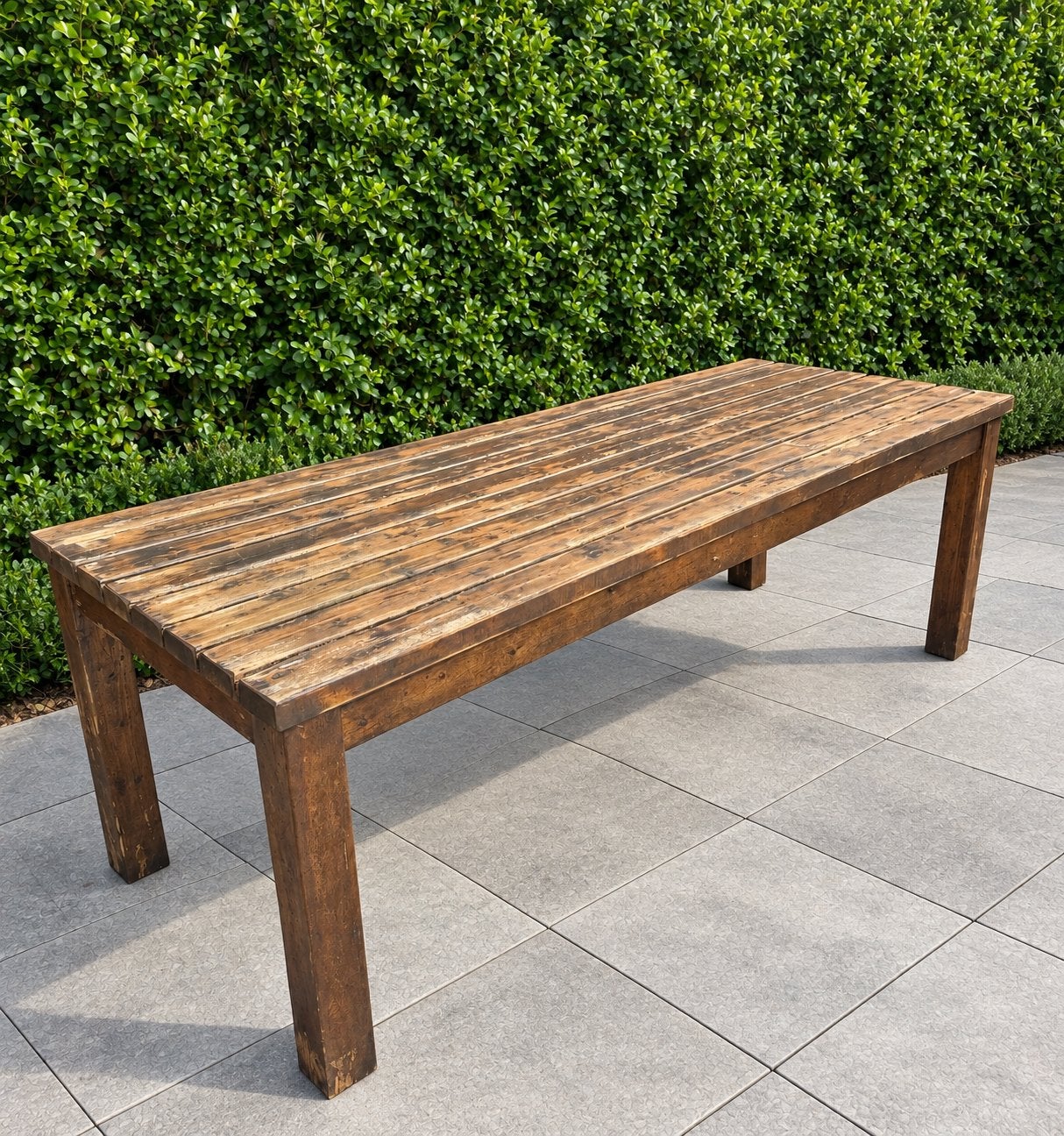 Robuuste houten tuintafel van Talen Staphorst (230x85 cm), Ophalen, Gebruikt, Rechthoekig, Hout