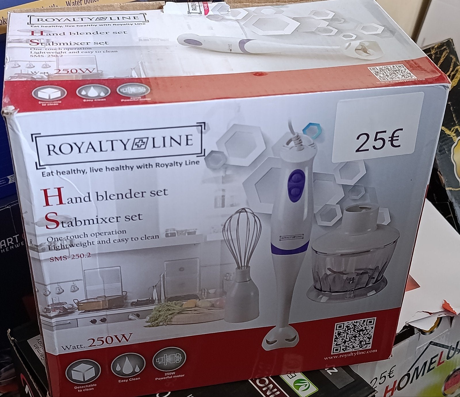 ROYALTY LINE Handblender Set - 250W Staafmixer, Nieuw, Ophalen of Verzenden, Vaatwasserbestendig, Minder dan 1 liter