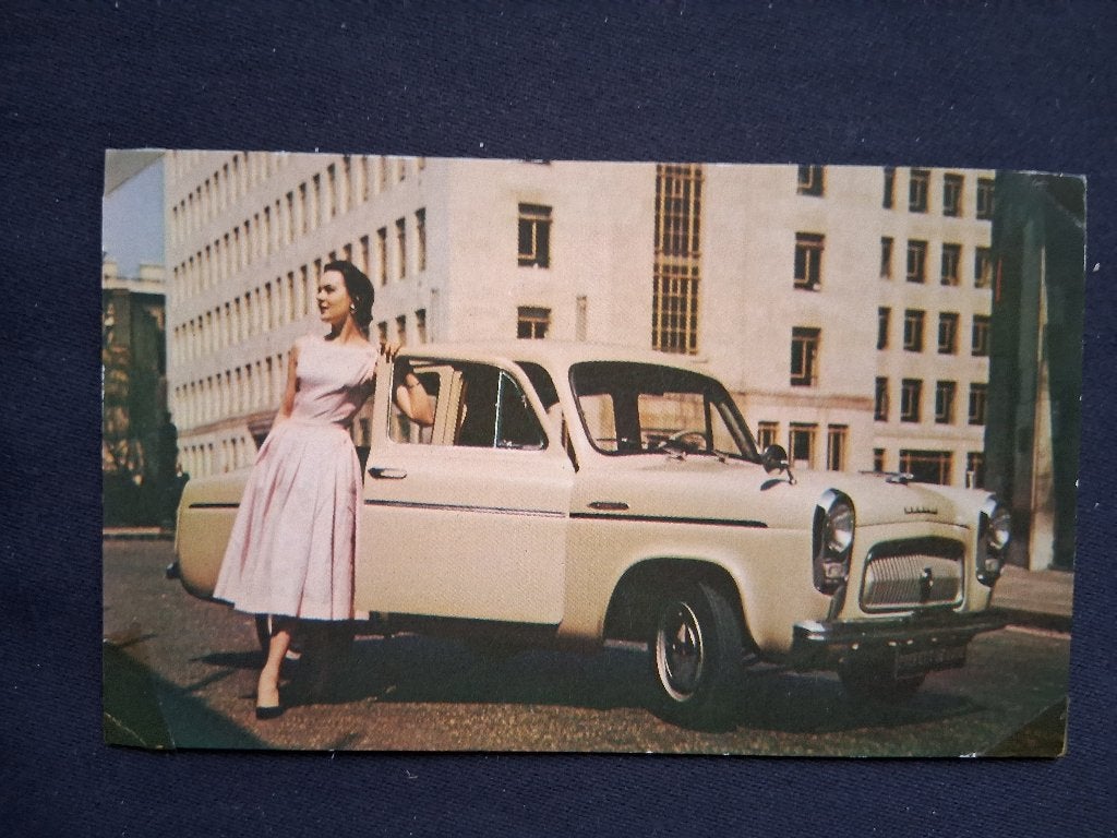promotie ansichtkaart Ford Prefect 100E 1956, Ophalen of Verzenden, 1940 tot 1960, Ongelopen, Voertuig