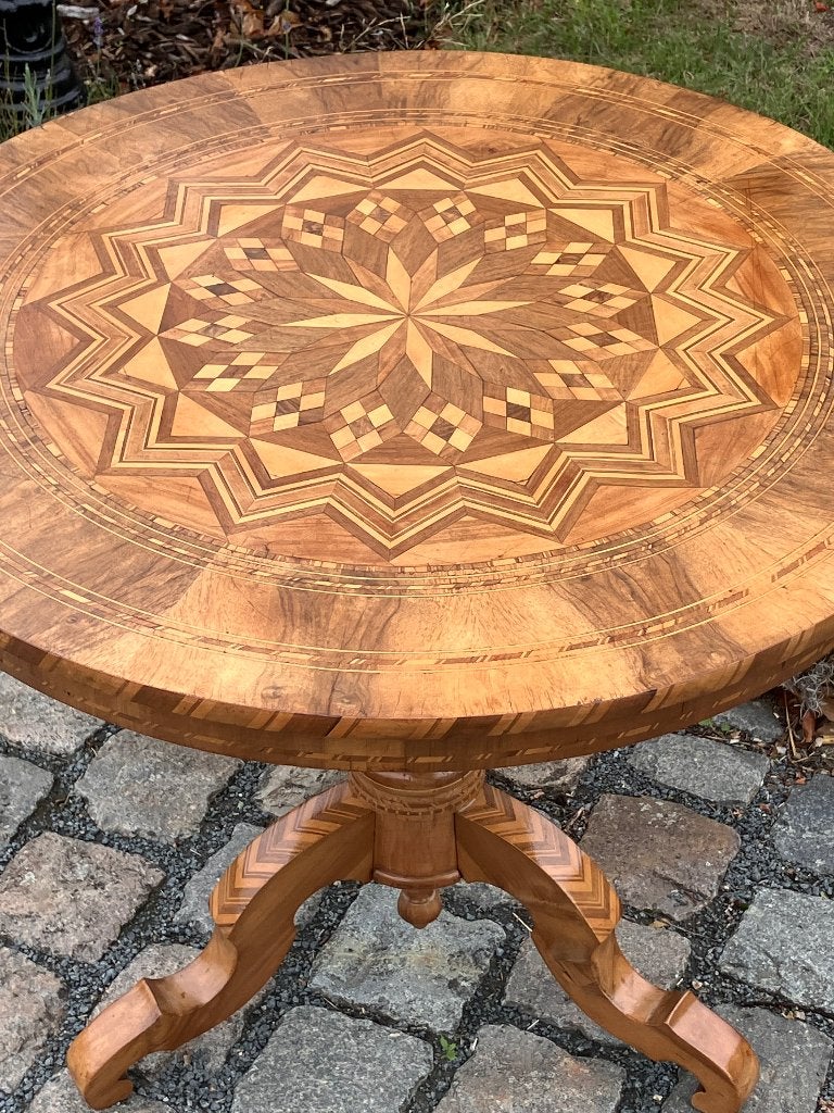 19de eeuwse tafel met Sorrento inlegwerk (marquetière Italy), Antiek en Kunst, Ophalen