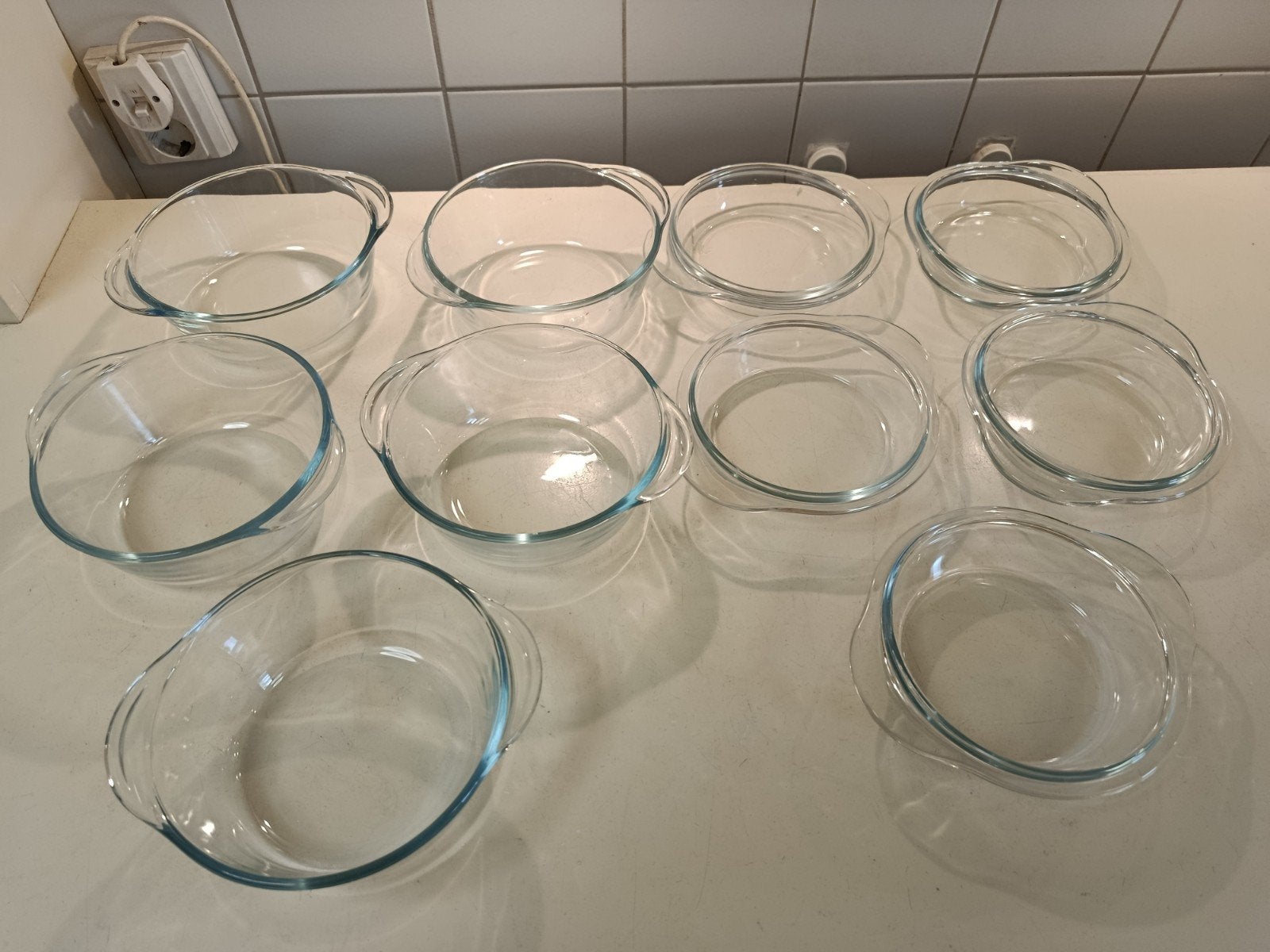 5 Glazen Ovenschalen met Deksel - Ø 15,5 cm, Overige typen, Ophalen of Verzenden, Gebruikt, Glas